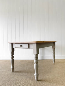 Vintage English Country Pine Waxed 4.5ft Dining Farmhouse Table