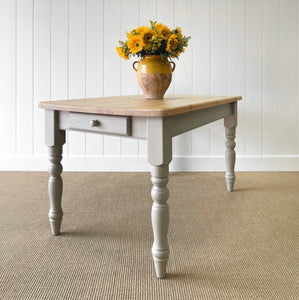Vintage English Country Pine Waxed 4.5ft Dining Farmhouse Table
