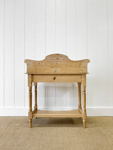 An English Country Pine Galleried Washstand or Console Table c1860