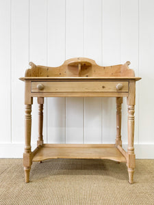 An English Country Pine Galleried Washstand or Console Table c1860