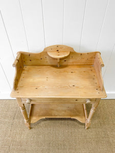 An English Country Pine Galleried Washstand or Console Table c1860