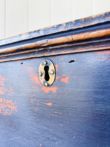 A Painted English Pine Mule Chest Trunk or Blanket Box c1850