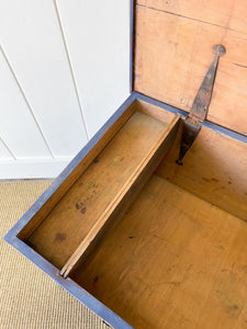 A Painted English Pine Mule Chest Trunk or Blanket Box c1850
