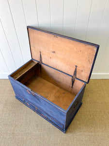 A Painted English Pine Mule Chest Trunk or Blanket Box c1850
