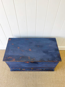 A Painted English Pine Mule Chest Trunk or Blanket Box c1850