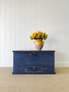 A Painted English Pine Mule Chest Trunk or Blanket Box c1850