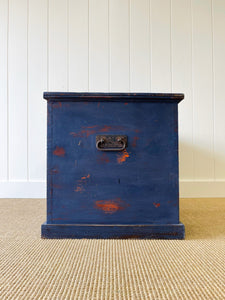 A Painted English Pine Mule Chest Trunk or Blanket Box c1850