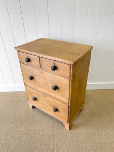 An Antique English Pine Chest of Drawers Dresser c1890