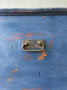 A Painted English Pine Mule Chest Trunk or Blanket Box c1850