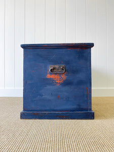 A Painted English Pine Mule Chest Trunk or Blanket Box c1850