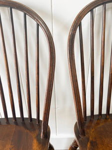 A Set of 8 Vintage English Oak Windsor Chairs