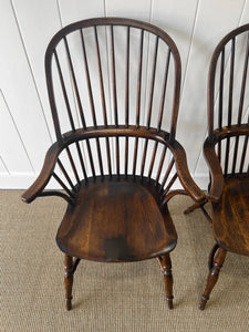 A Set of 8 Vintage English Oak Windsor Chairs