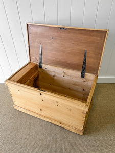 An English Pine Blanket Box or Coffee Table With Iron Handles c1890