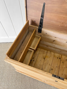 An English Pine Blanket Box or Coffee Table With Iron Handles c1890