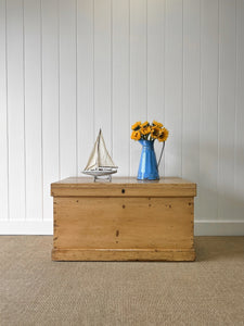 An English Pine Blanket Box or Coffee Table With Iron Handles c1890