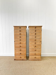 A Pair of 19th Century English Pine Banks of Drawers