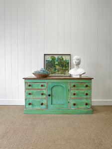 A Large English Country 6 Drawer Pine Buffet or Sideboard c1860