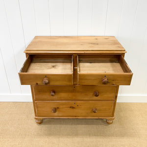 A 19th Century English Pine Chest of Drawers/Dresser with Tulip Feet