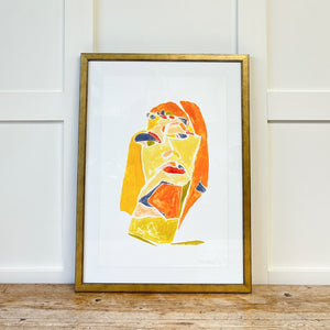 A Pair of Portrait Mono Print Paintings By Detroit Artist Mary Rousseaux