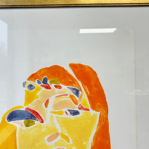 A Pair of Portrait Mono Print Paintings By Detroit Artist Mary Rousseaux