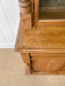 A 19th Century English Pine Bookcase Cabinet or Hutch with Glazed Doors