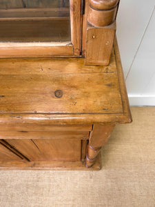 A 19th Century English Pine Bookcase Cabinet or Hutch with Glazed Doors