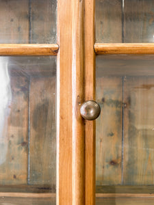 A 19th Century English Pine Bookcase Cabinet or Hutch with Glazed Doors