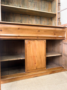 A 19th Century English Pine Bookcase Cabinet or Hutch with Glazed Doors