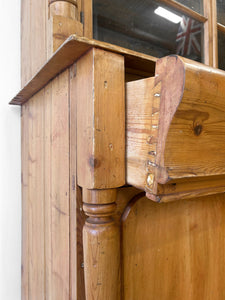 A 19th Century English Pine Bookcase Cabinet or Hutch with Glazed Doors