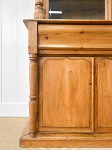 A 19th Century English Pine Bookcase Cabinet or Hutch with Glazed Doors
