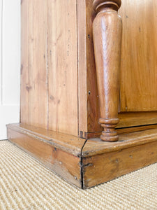 A 19th Century English Pine Bookcase Cabinet or Hutch with Glazed Doors