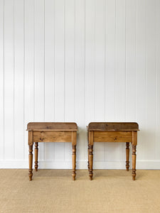 A Charming Pair of English Pine Bedside Tables