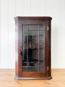 An Antique English George III Oak Wall Hanging Corner Cupboard