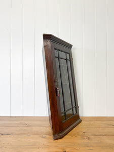 An Antique English George III Oak Wall Hanging Corner Cupboard