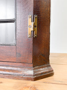 An Antique English George III Oak Wall Hanging Corner Cupboard