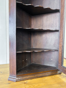 An Antique English George III Oak Wall Hanging Corner Cupboard