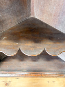An Antique English George III Oak Wall Hanging Corner Cupboard