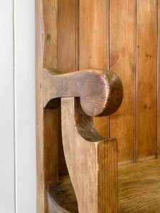 A Narrow Antique English Pine Settle or Hall Bench