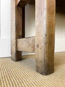 A Narrow Antique English Pine Settle or Hall Bench