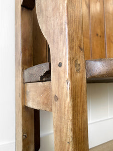 A Narrow Antique English Pine Settle or Hall Bench