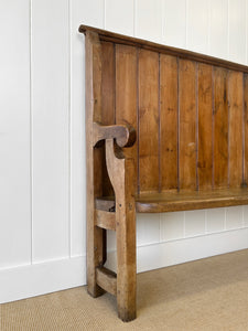 A Narrow Antique English Pine Settle or Hall Bench