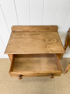 A Charming Pair of English Pine Bedside Tables