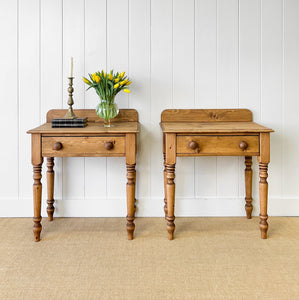 A Charming Pair of English Pine Bedside Tables