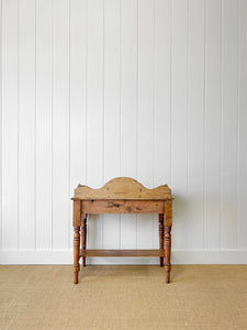 An English Country Pine Galleried Washstand or Console Table