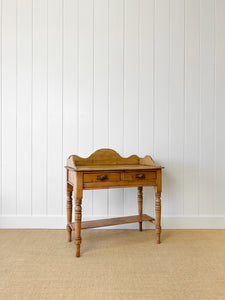 An English Country Pine Galleried Washstand or Console Table