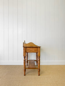 An English Country Pine Galleried Washstand or Console Table