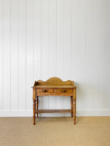 An English Country Pine Galleried Washstand or Console Table
