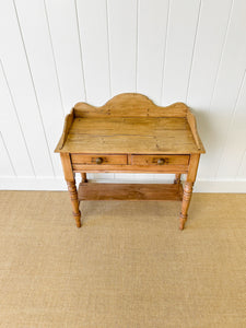 An English Country Pine Galleried Washstand or Console Table