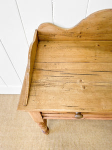 An English Country Pine Galleried Washstand or Console Table