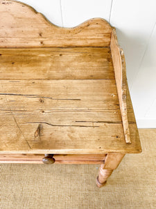 An English Country Pine Galleried Washstand or Console Table